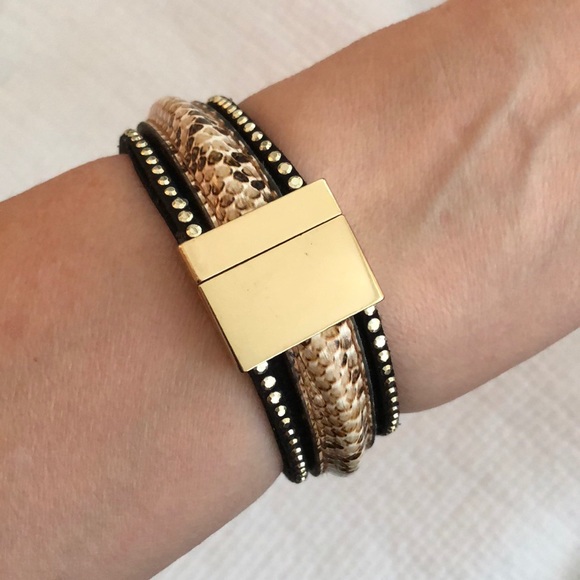 Tribal bling wrap bracelet leather studded - Picture 2 of 5